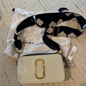 Marc Jacobs Cream Crossbody Bag with Black Strap